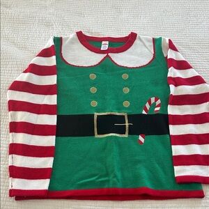 Festive Elf Sweater with Red and Green Stripes